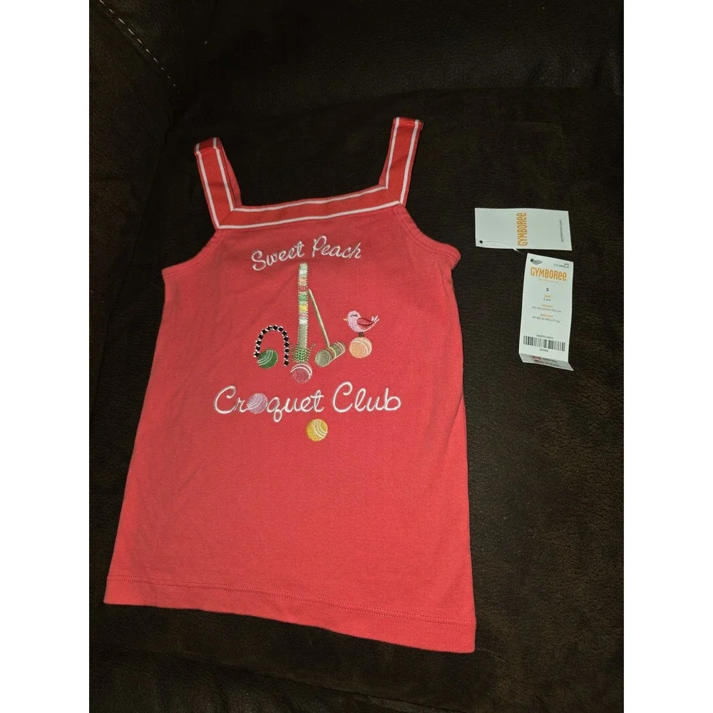 Gymboree‎ preppy peach sweet peach croquet club top and shorts size 5 nwt